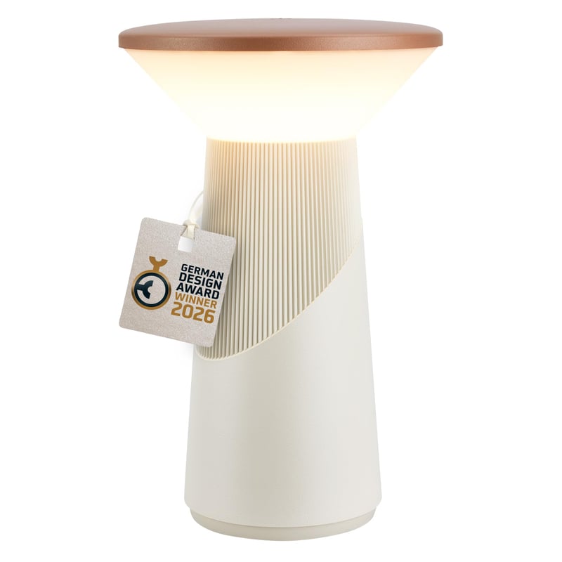 BRILONER Pilia LED stolna lampa, bežična, IP44, prigušiva - svijetlosiva-kava