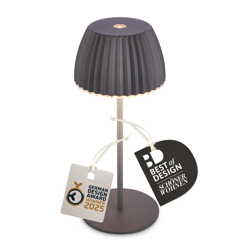 Stolná LED lampa BRILONER Riffle Mini, akumulátorová, IP44, dotykový stmievač - antracitová - 8,5x20 cm