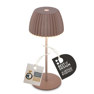 BRILONER Riffle Mini LED stolná lampa, akumulátorová, IP44, dotykové ovládanie - pieskovo hnedá - 8,5x20 cm