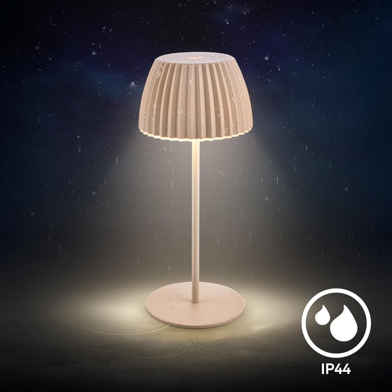 BRILONER Riffle Mini LED asztali lámpa, vezeték nélküli, érintésvezérlés, akkumulátoros, bézs - 20 cm, Beige, Mini table lamp