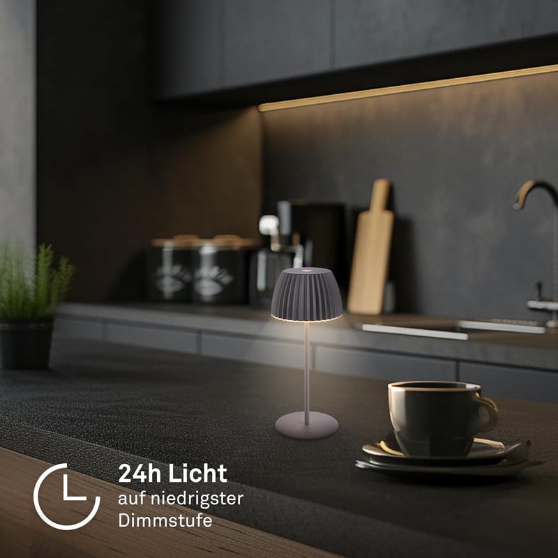 BRILONER Riffle Mini LED asztali lámpa, vezeték nélküli, érintésvezérlés, akkumulátoros, antracit
