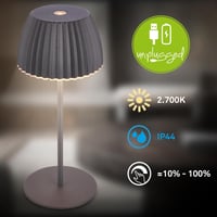 BRILONER Riffle Mini LED asztali lámpa, vezeték nélküli, érintésvezérlés, akkumulátoros, antracit 3