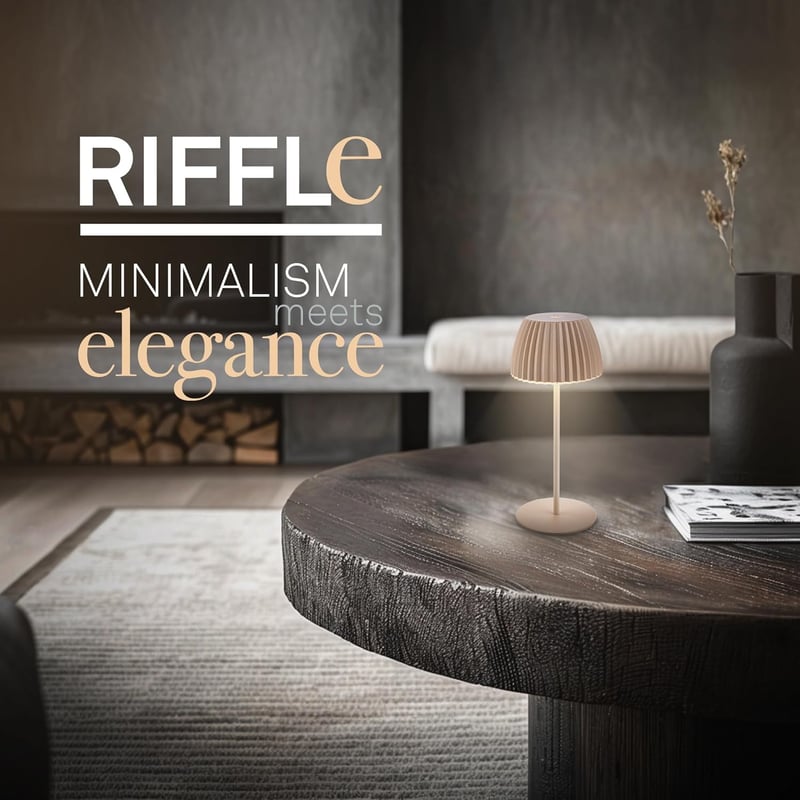 BRILONER Riffle Mini LED asztali lámpa, vezeték nélküli, érintésvezérlés, akkumulátoros, bézs - 20 cm, Beige, Mini table lamp