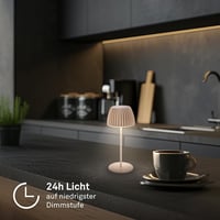 BRILONER Riffle Mini LED asztali lámpa, vezeték nélküli, érintésvezérlés, akkumulátoros, bézs - 20 cm, Beige, Mini table lamp 4