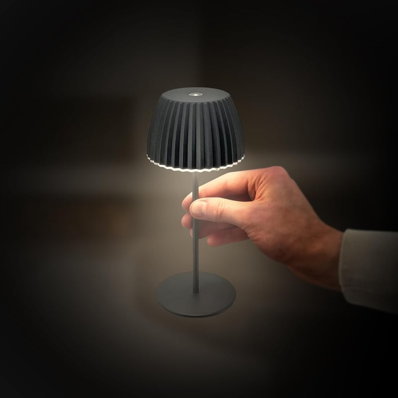 BRILONER Riffle Mini LED asztali lámpa, vezeték nélküli, érintésvezérlés, akkumulátoros, antracit