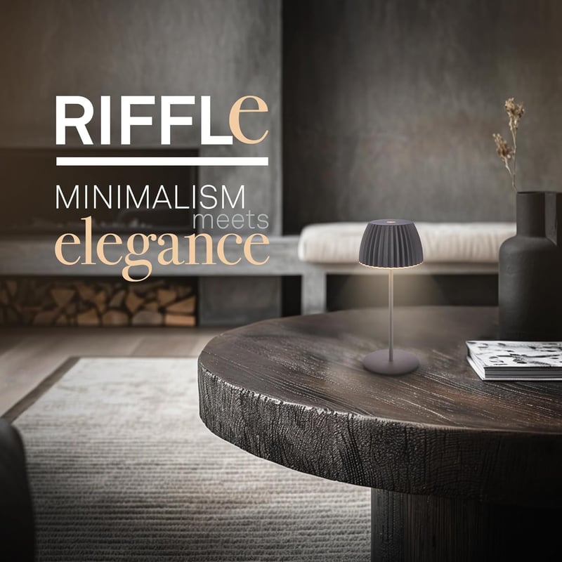 BRILONER Riffle Mini LED asztali lámpa, vezeték nélküli, érintésvezérlés, akkumulátoros, antracit