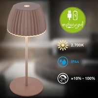 BRILONER Riffle Mini LED asztali lámpa, vezeték nélküli, IP44, érintésvezérlés, homokbarna 3