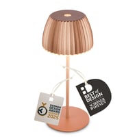Lampă de masă LED BRILONER Riffle Mini, fără fir, IP44, variator tactil, baterie înlocuibilă, lampă de noptieră, 8,5 x 20 cm, culoarea cuprului 1