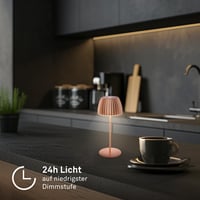 Lampă de masă LED BRILONER Riffle Mini, fără fir, IP44, variator tactil, baterie înlocuibilă, lampă de noptieră, 8,5 x 20 cm, culoarea cuprului 5