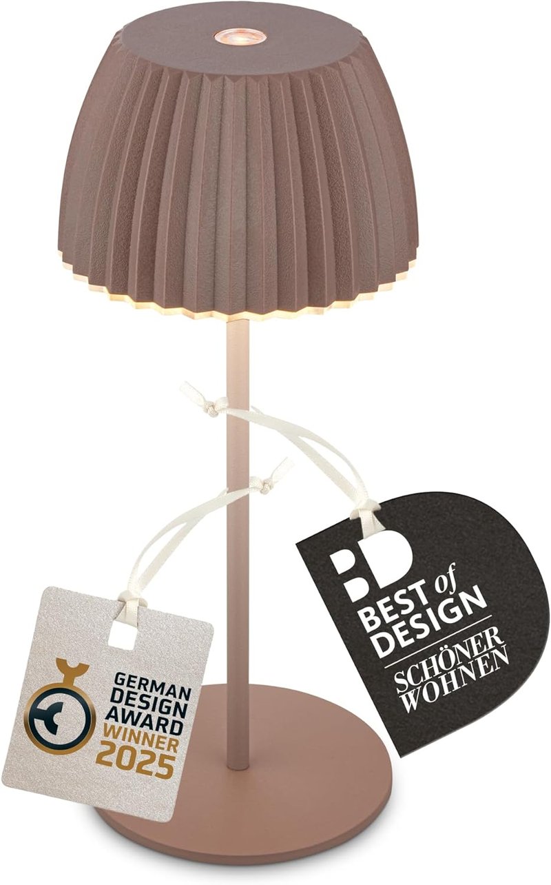 BRILONER Riffle Mini LED asztali lámpa, vezeték nélküli, IP44, érintésvezérlés, homokbarna