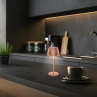 Lampă de masă LED BRILONER Riffle Mini, fără fir, IP44, variator tactil, baterie înlocuibilă, lampă de noptieră, 8,5 x 20 cm, culoarea cuprului 4