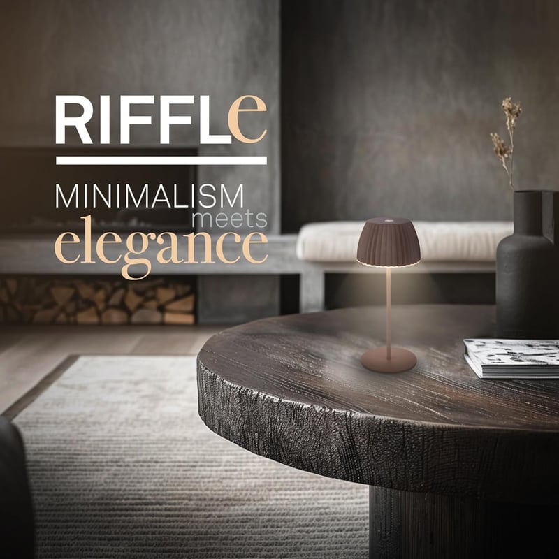 BRILONER Riffle Mini LED asztali lámpa, vezeték nélküli, IP44, érintésvezérlés, homokbarna