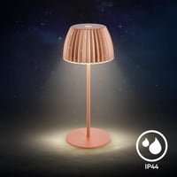 Lampă de masă LED BRILONER Riffle Mini, fără fir, IP44, variator tactil, baterie înlocuibilă, lampă de noptieră, 8,5 x 20 cm, culoarea cuprului 10