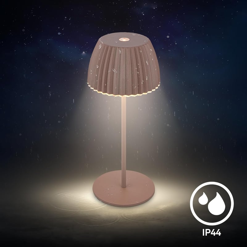 BRILONER Riffle Mini LED asztali lámpa, vezeték nélküli, IP44, érintésvezérlés, homokbarna