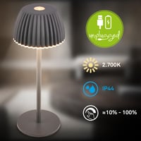 Lampă de masă LED BRILONER Riffle Nano, fără fir, IP44, variator tactil, baterie înlocuibilă, lampă de noptieră, 6x15,5 cm, antracit 3