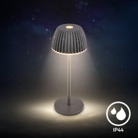 Lampă de masă LED BRILONER Riffle Nano, fără fir, IP44, variator tactil, baterie înlocuibilă, lampă de noptieră, 6x15,5 cm, antracit 9