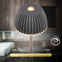 Lampă de masă LED BRILONER Riffle Nano, fără fir, IP44, variator tactil, baterie înlocuibilă, lampă de noptieră, 6x15,5 cm, antracit 8