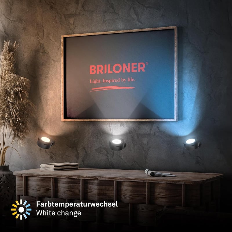 BRILONER Sticklights LED fali lámpa, érintésvezérelt, dimmelhető, mágneses, ragasztható, fekete
