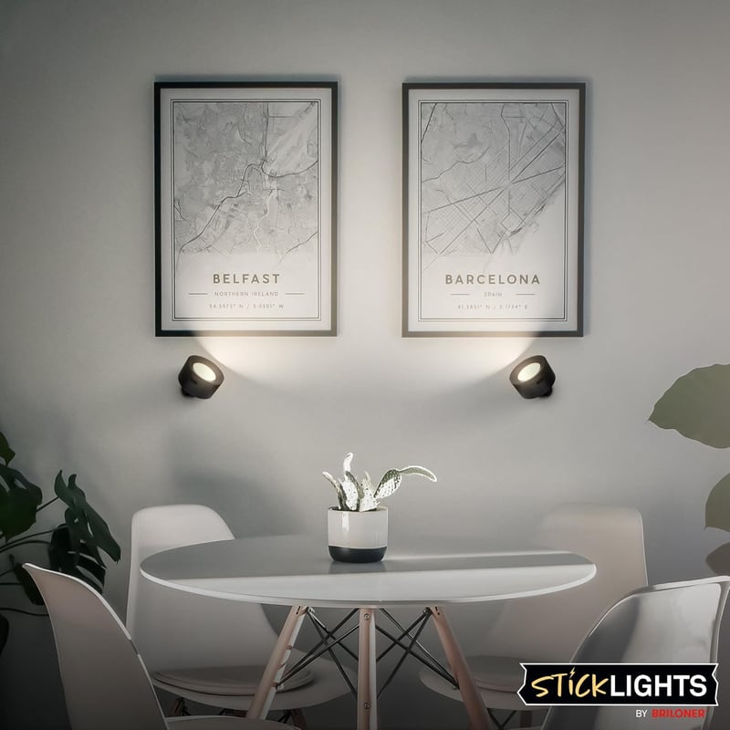 BRILONER Sticklights LED fali lámpa, érintésvezérelt, dimmelhető, mágneses, ragasztható, fekete
