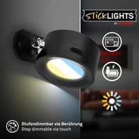 BRILONER Sticklights LED fali lámpa, érintésvezérelt, dimmelhető, mágneses, ragasztható, fekete 2