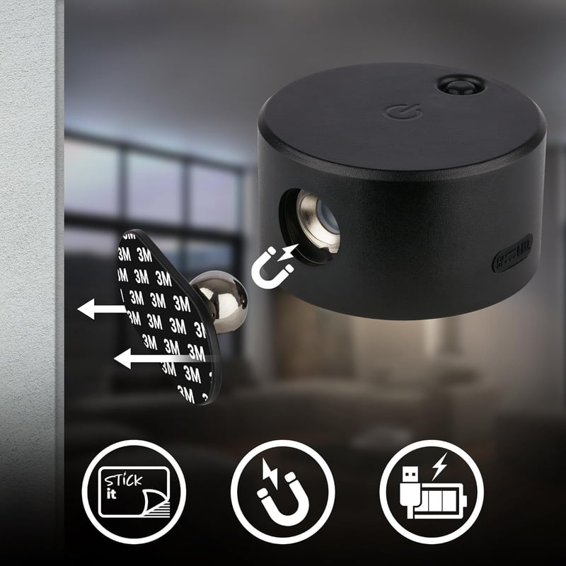 BRILONER Sticklights LED fali lámpa, érintésvezérelt, dimmelhető, mágneses, ragasztható, fekete