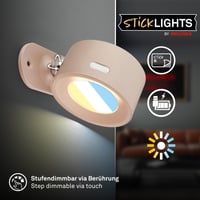 BRILONER Sticklights LED nástenné svietidlo bez káblov a vŕtania, na batérie, dotykové, stmievateľné, CCT, magnetické, nalepovacie na stenu, 9x7,5x4 cm 2