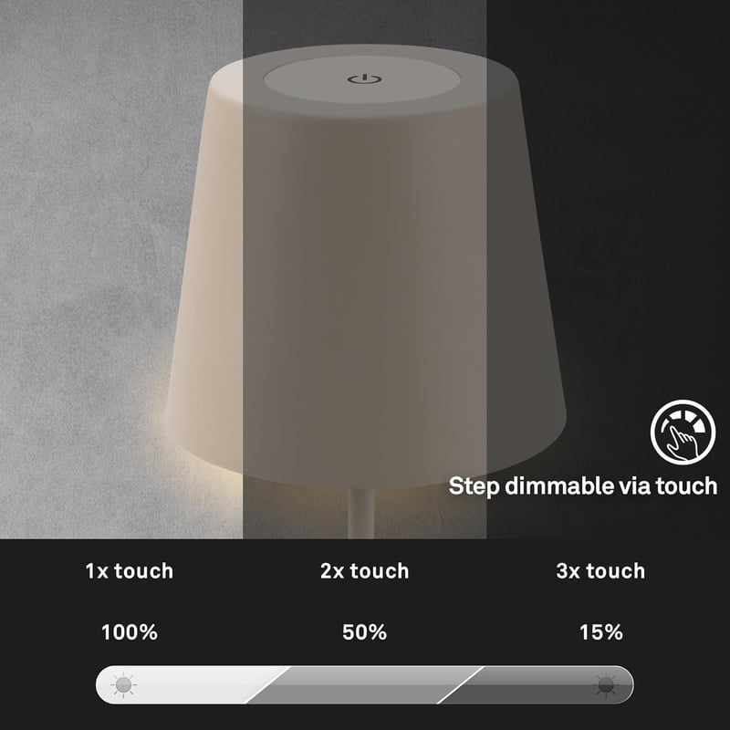 Lampă de birou BRILONER USB-C cu control tactil, variator gradual, alb cald, rezistentă la apă IP44, 36 cm - bej