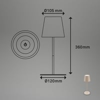 Lampă de birou BRILONER USB-C cu control tactil, variator gradual, alb cald, rezistentă la apă IP44, 36 cm - bej 9