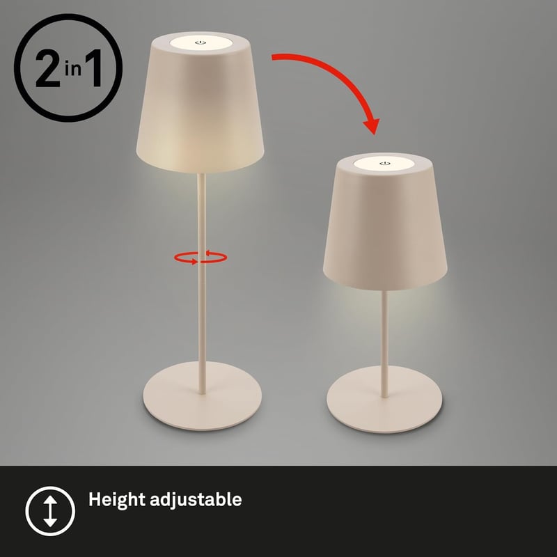 Lampă de birou BRILONER USB-C cu control tactil, variator gradual, alb cald, rezistentă la apă IP44, 36 cm - bej