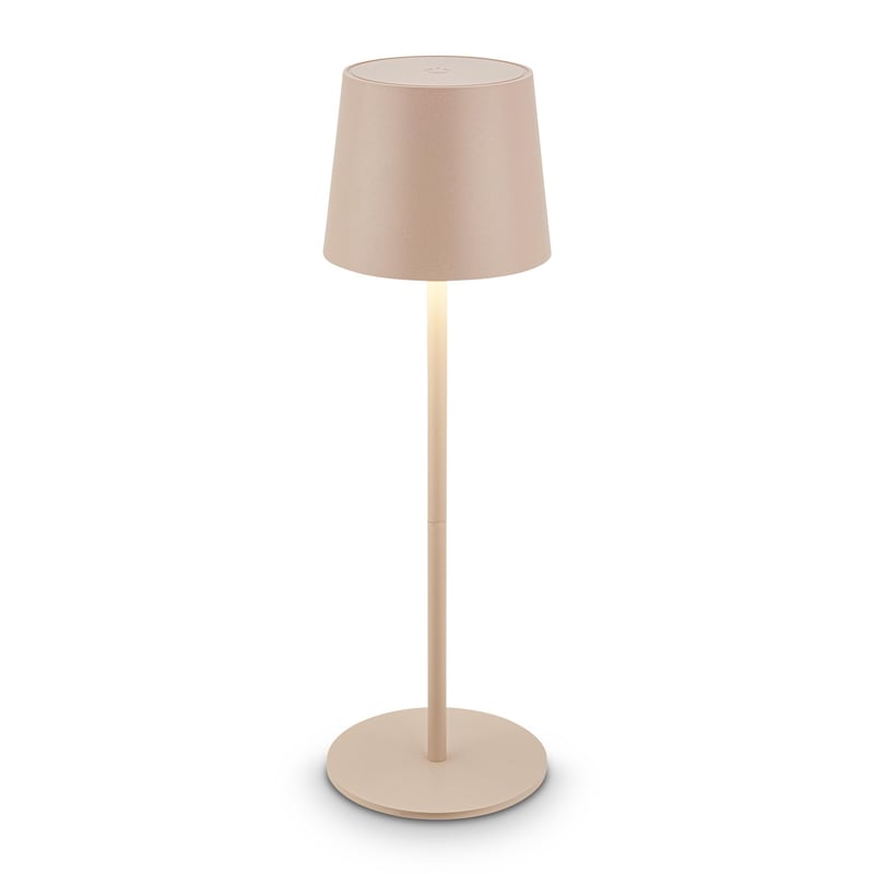 Bezdrôtová LED stolná lampa BRILONER, IP44, stmievateľná, na batérie – béžová – 11x34,5 cm