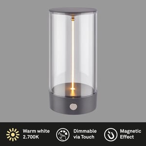 Bezdrôtová LED stolná lampa BRILONER, dotykové ovládanie, nabíjanie cez USB-C – antracitová