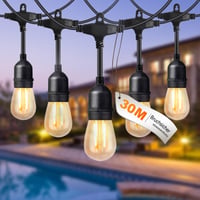 BRIMAX LED vonkajšia svetelná reťaz 30 m, 30 ks žiaroviek S14 E27, 2W, 2700K teplá biela, 230V, IP44 vodeodolná záhradná dekoračná reťaz 1