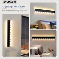 BRIMETI 100cm LED Fali Lámpa Távirányítóval - 40W 3000K-6000K Állítható Fényerő, Fekete, Nappali, Hálószoba, Lépcső, Folyosó Világítás 7