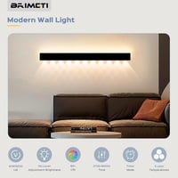 BRIMETI 100cm LED Fali Lámpa Távirányítóval - 40W 3000K-6000K Állítható Fényerő, Fekete, Nappali, Hálószoba, Lépcső, Folyosó Világítás 4