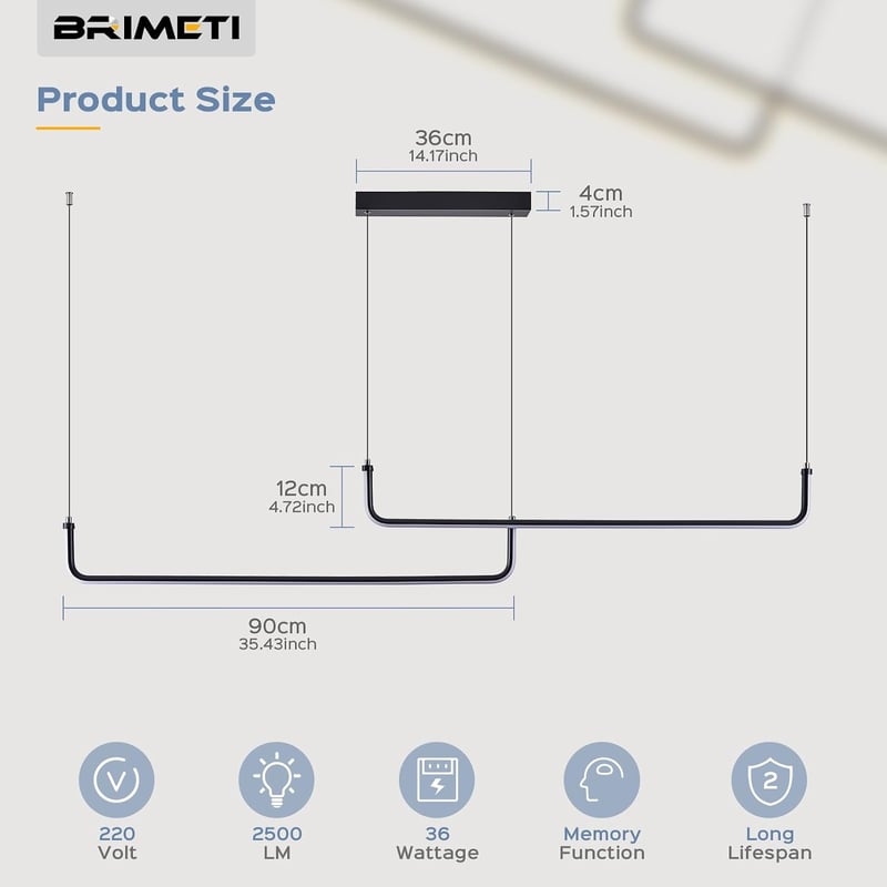 BRIMETI 120 cm fekete függesztett csillár hálószobai dekoráció LED mennyezeti világítás modern stílushoz
