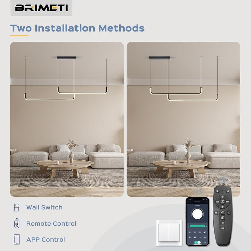 BRIMETI 120 cm fekete függesztett csillár hálószobai dekoráció LED mennyezeti világítás modern stílushoz