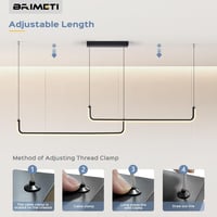 BRIMETI 120 cm fekete függesztett csillár hálószobai dekoráció LED mennyezeti világítás modern stílushoz 4