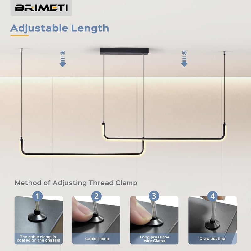 BRIMETI 120 cm fekete függesztett csillár hálószobai dekoráció LED mennyezeti világítás modern stílushoz