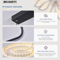 BRIMETI 120 cm fekete függesztett csillár hálószobai dekoráció LED mennyezeti világítás modern stílushoz 6
