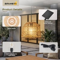 Lampă suspendată solară de exterior BRIMETI cu cablu de 5 m, telecomandă, rezistentă la apă IP65, reglabilă, cu încărcare USB, pentru balcon, grădină și pavilion 6