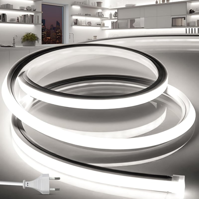 BRIMETI LED szalag kültéri 230V 10m vízálló IP65 fehér neon csík