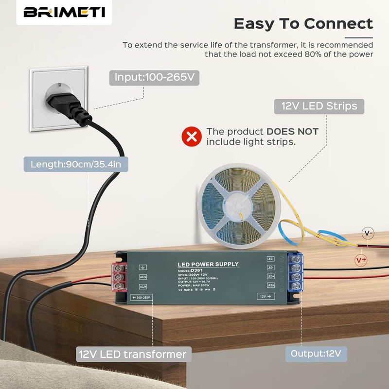 BRIMETI LED Tápegység 12V 100W 220V AC/DC Átalakító 8.3A Vezérlő