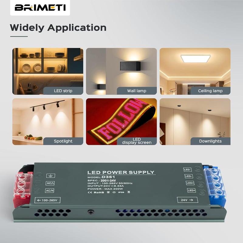 BRIMETI LED Tápegység 12V 100W 220V AC/DC Átalakító 8.3A Vezérlő