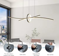 BRIMETI Modern Függőlámpa - 100 cm Állítható Magasságú LED Csillár Távirányítóval és Bluetooth Vezérléssel, Fényerőszabályozható, Fekete Étk 5