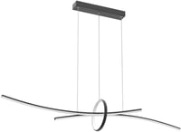 BRIMETI Modern Függőlámpa - 100 cm Állítható Magasságú LED Csillár Távirányítóval és Bluetooth Vezérléssel, Fényerőszabályozható, Fekete Étk 4