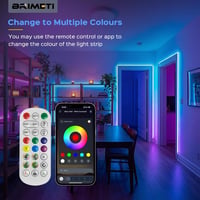 Bandă LED Neon BRIMETI 20M RGBIC 220V, aplicație și telecomandă, Bluetooth, sincronizare muzică, IP65, impermeabilă, flexibilă, decor interior și exterior 5