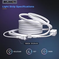 Bandă LED Neon BRIMETI 20M RGBIC 220V, aplicație și telecomandă, Bluetooth, sincronizare muzică, IP65, impermeabilă, flexibilă, decor interior și exterior 3