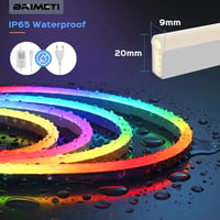 Bandă LED Neon BRIMETI 20M RGBIC 220V, aplicație și telecomandă, Bluetooth, sincronizare muzică, IP65, impermeabilă, flexibilă, decor interior și exterior 2