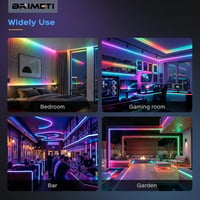 Bandă LED Neon BRIMETI 20M RGBIC 220V, aplicație și telecomandă, Bluetooth, sincronizare muzică, IP65, impermeabilă, flexibilă, decor interior și exterior 7