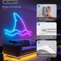 Bandă LED Neon BRIMETI 20M RGBIC 220V, aplicație și telecomandă, Bluetooth, sincronizare muzică, IP65, impermeabilă, flexibilă, decor interior și exterior 6